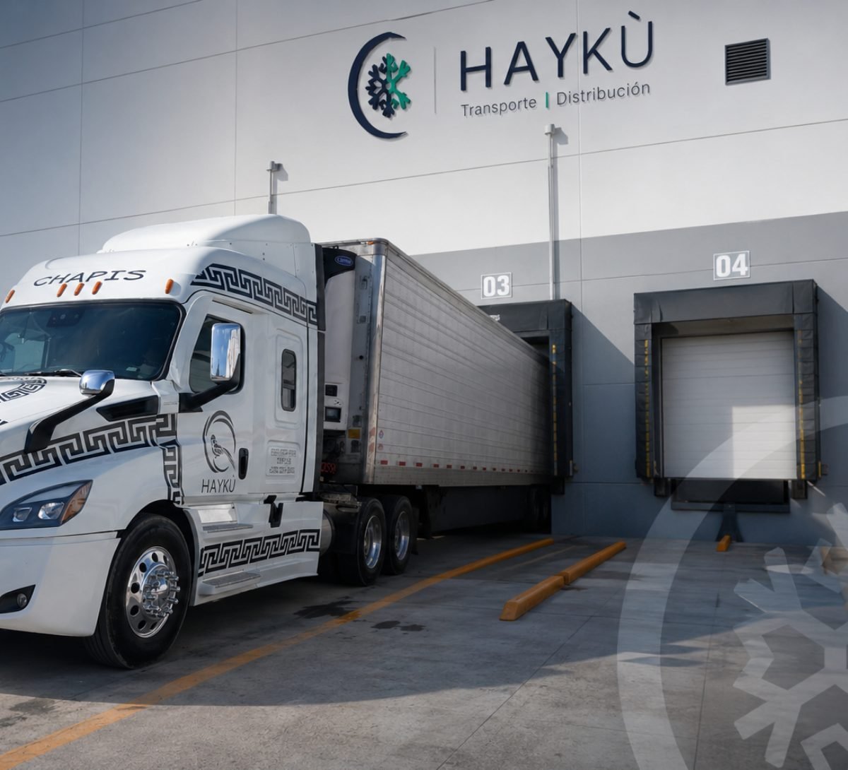 Tractocamión Haykù maniobrando en centro de distribución